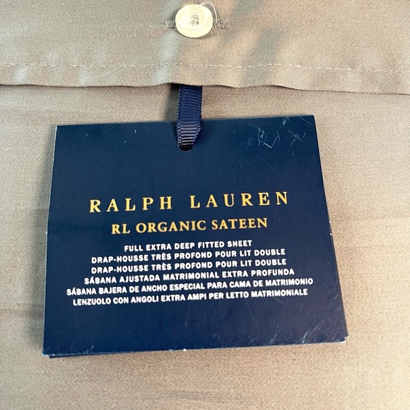Ralph Lauren Organic Sateen Full Flat + Deep Fitted Sheet Set Graphite Gray NWT - Picture 3 of 7